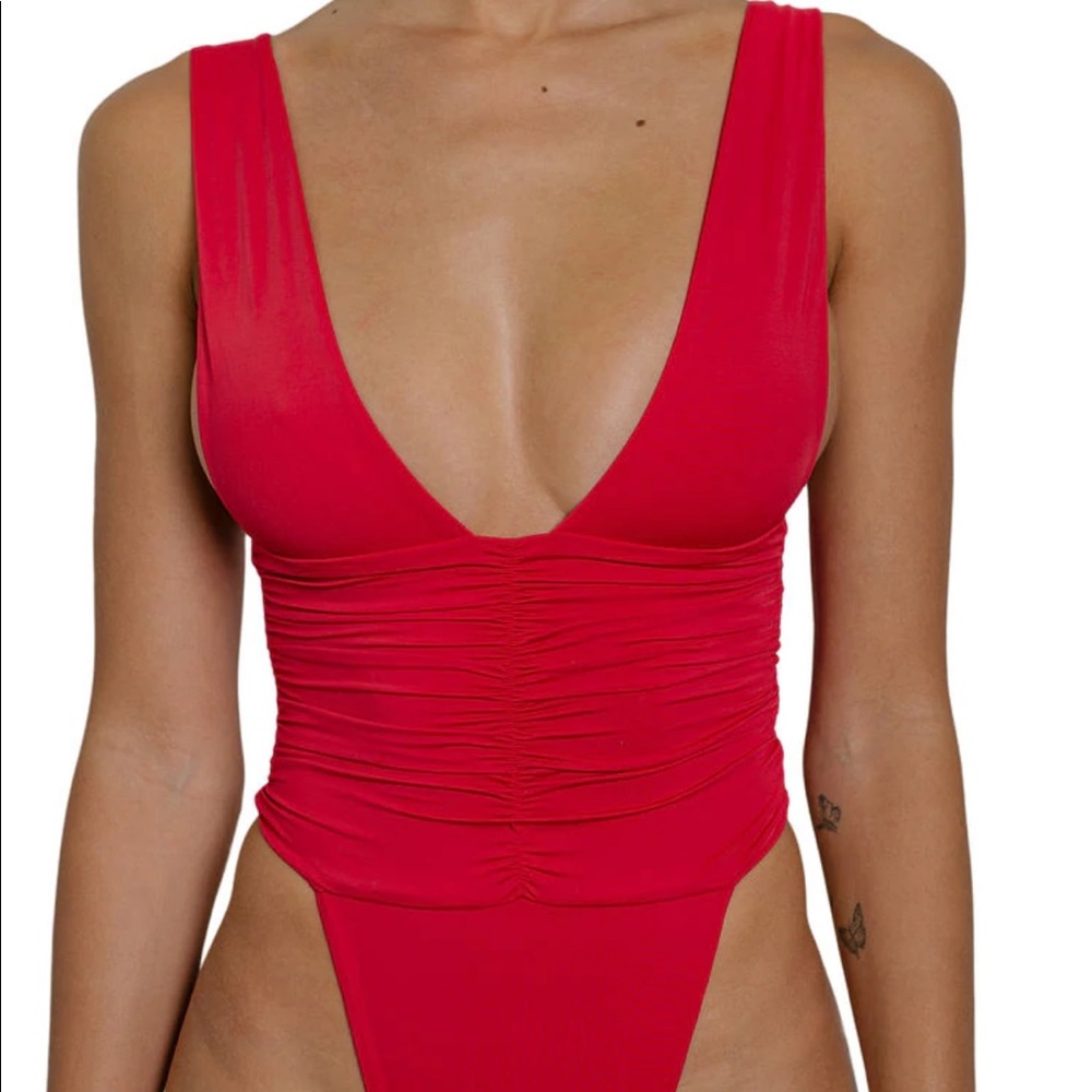 Riot swim echo plunge one piece gray